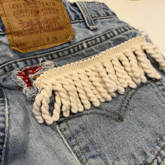 LEVI'S reworked upcycled vintage CUSTOM boho patchwork garden bugs insects 32 - Picture 8 of 12